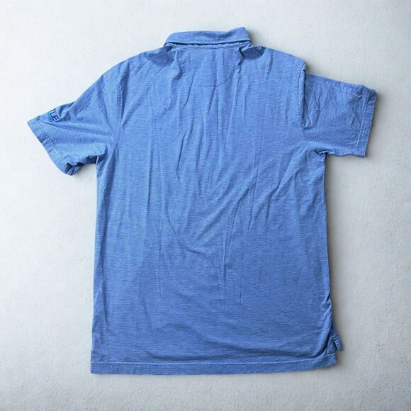 Peter Millar Polo Shirt Men Medium Blue Pima Cotton Silk Stretch Golf - Picture 2 of 7